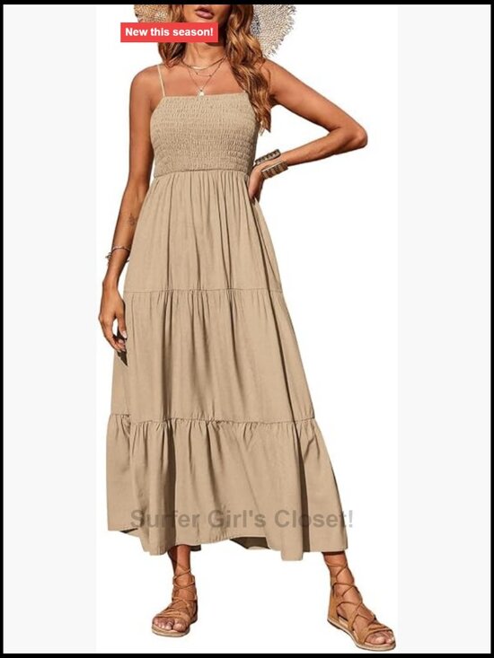Dresses & Skirts - Boho Maxi Dress Spaghetti Strap Smocked A-Line Sun Dress